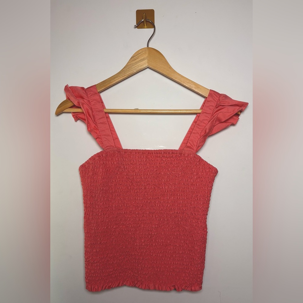 Old Navy | Small Coral Fitted Ruffle-Strap Smocked‎ Tank Top